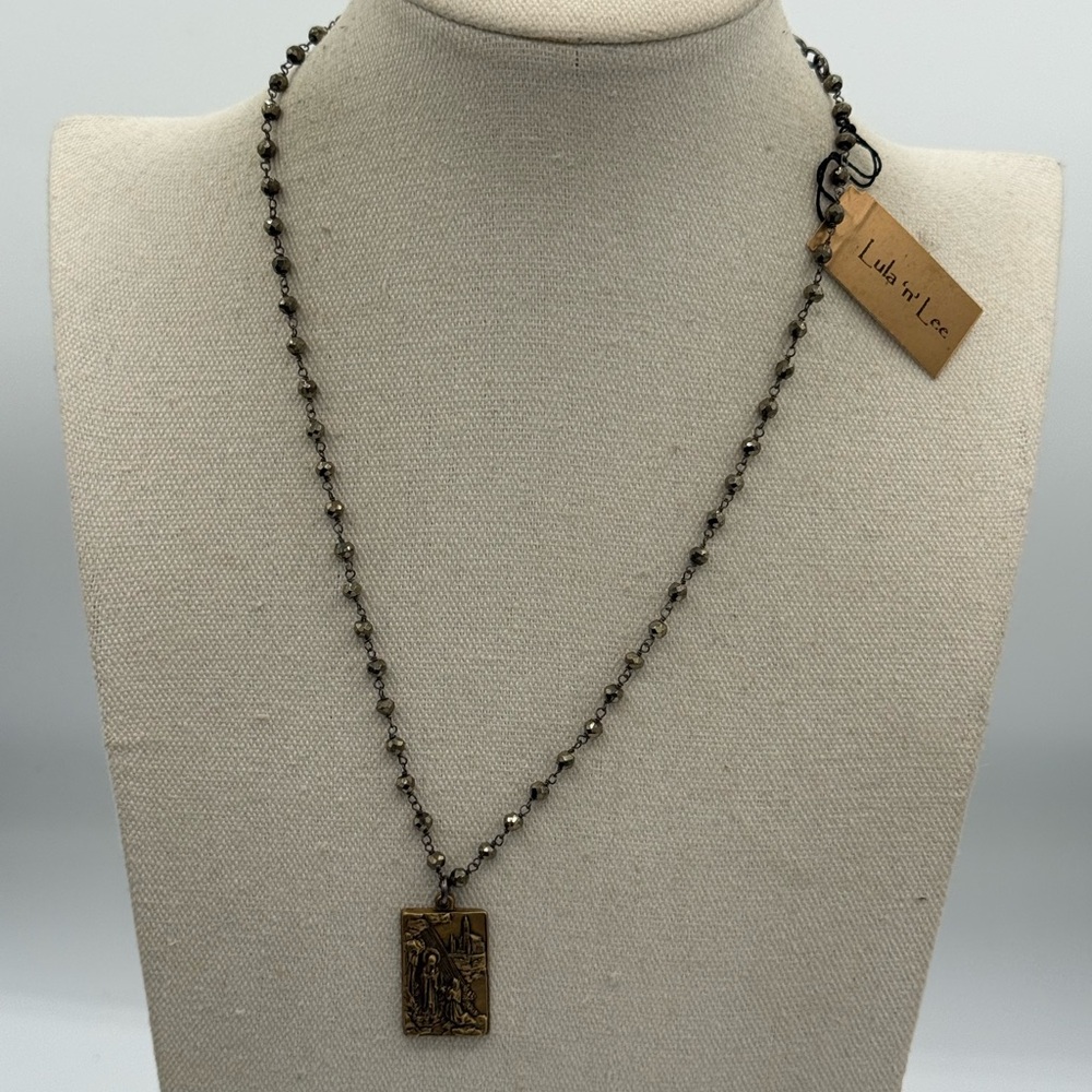 31 Lula n Lee 16-20” NWT Retired Pyrite Necklace with Pendant - Picture 2 of 3